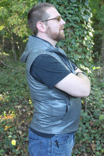 OnF Leather Hoodie in Grey