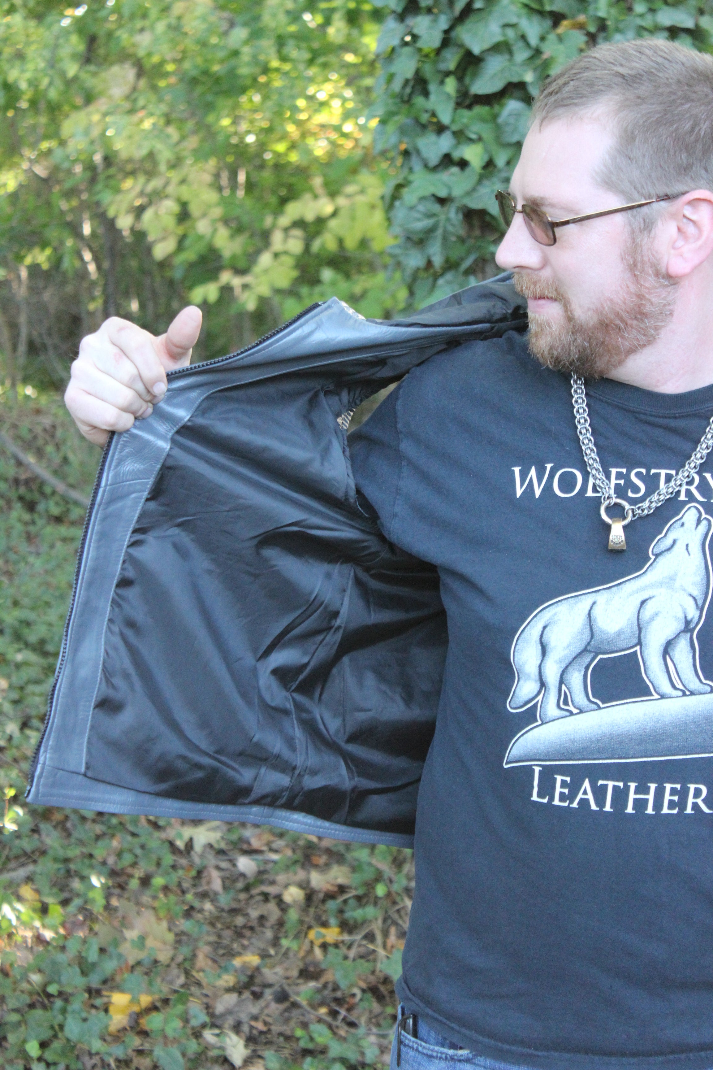 OnF Leather Hoodie in Grey