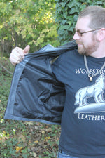 OnF Leather Hoodie in Grey