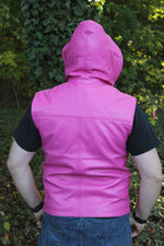 OnF Leather Hoodie in Pink