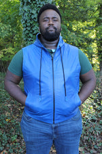 OnF Leather Hoodie in Blue