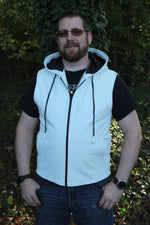 Sweat à capuche en cuir OnF en blanc