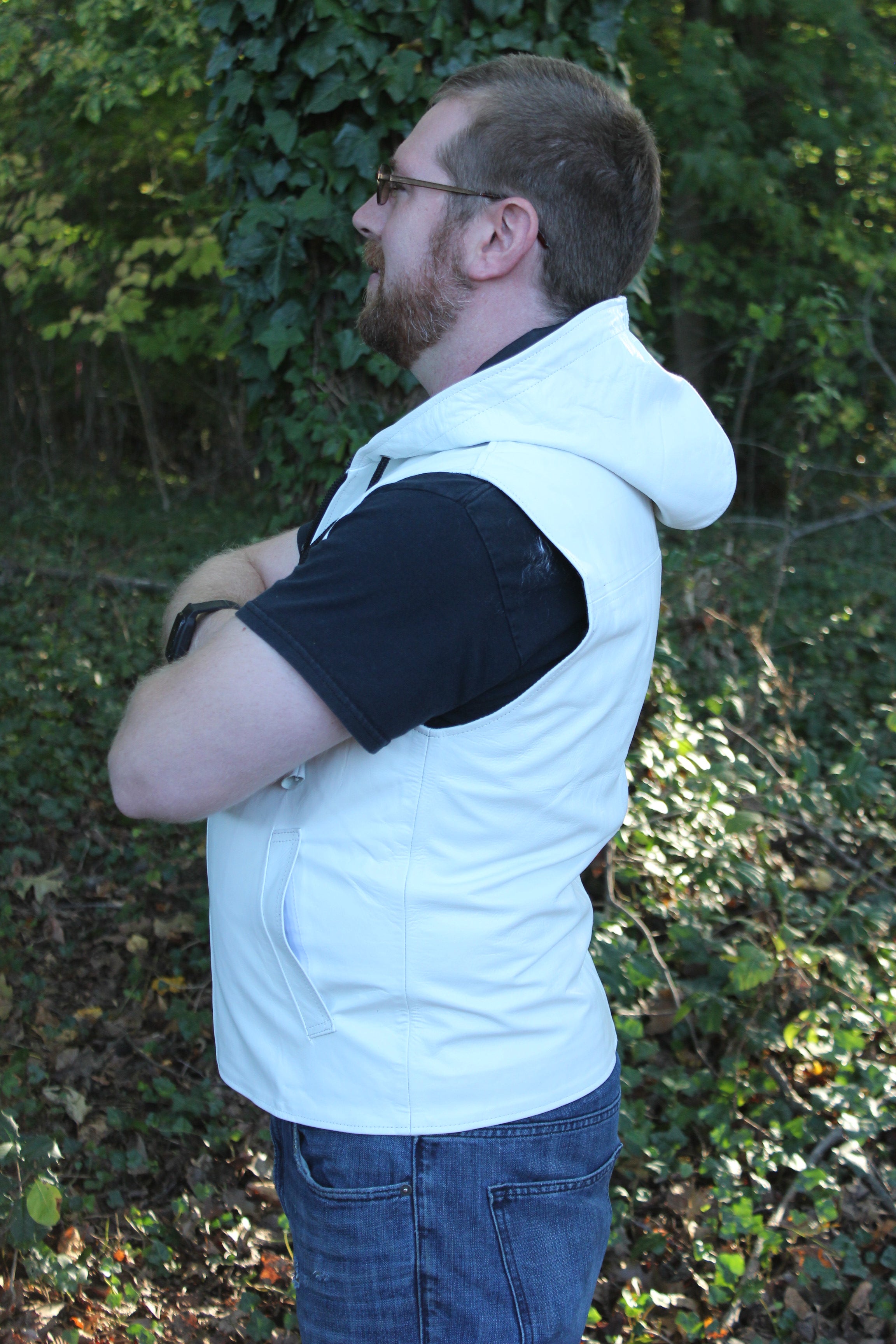 Sweat à capuche en cuir OnF en blanc