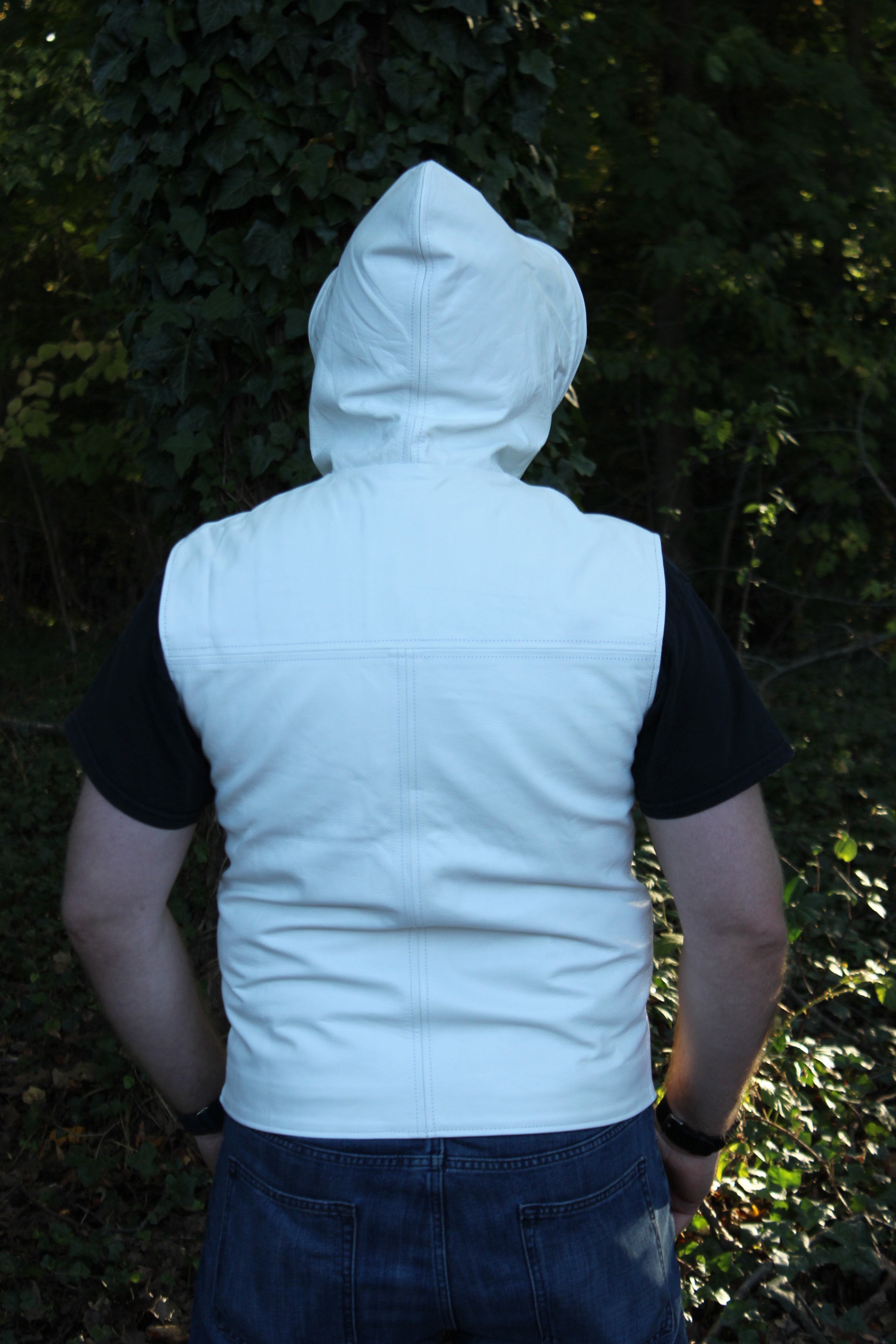 Sweat à capuche en cuir OnF en blanc