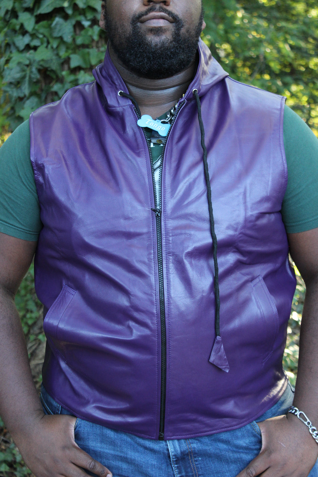 Sweat à capuche en cuir OnF en violet