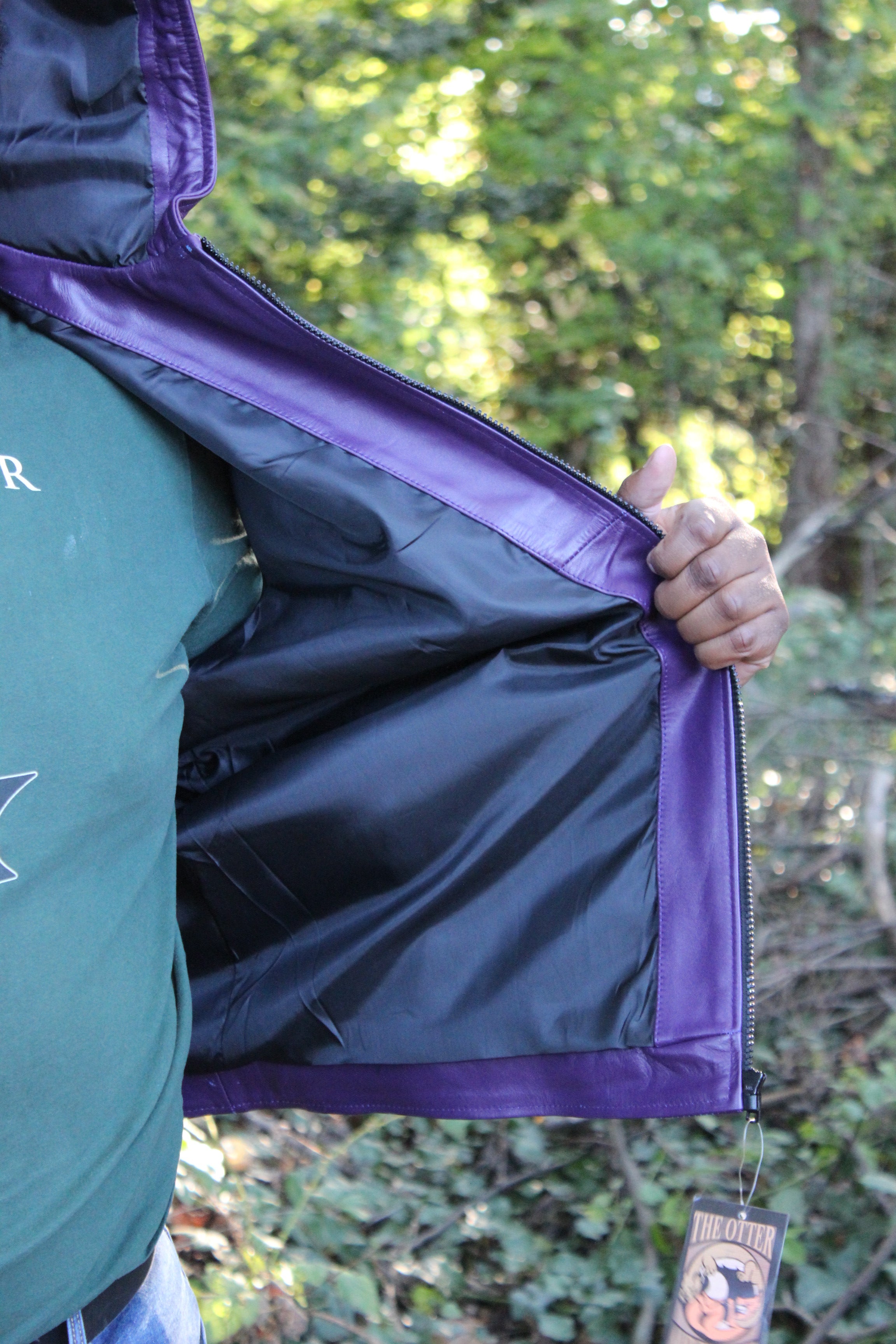 OnF Leather Hoodie in Purple