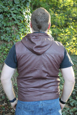 OnF Leather Hoodie in Burgundy