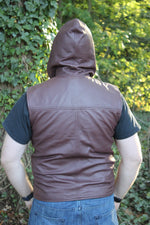 OnF Leather Hoodie in Burgundy