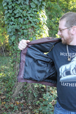 OnF Leather Hoodie in Burgundy