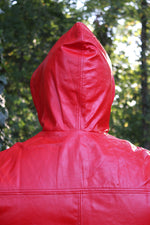 OnF Leather Hoodie in Red