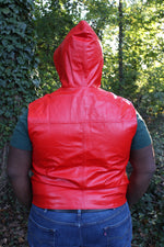 OnF Leather Hoodie in Red