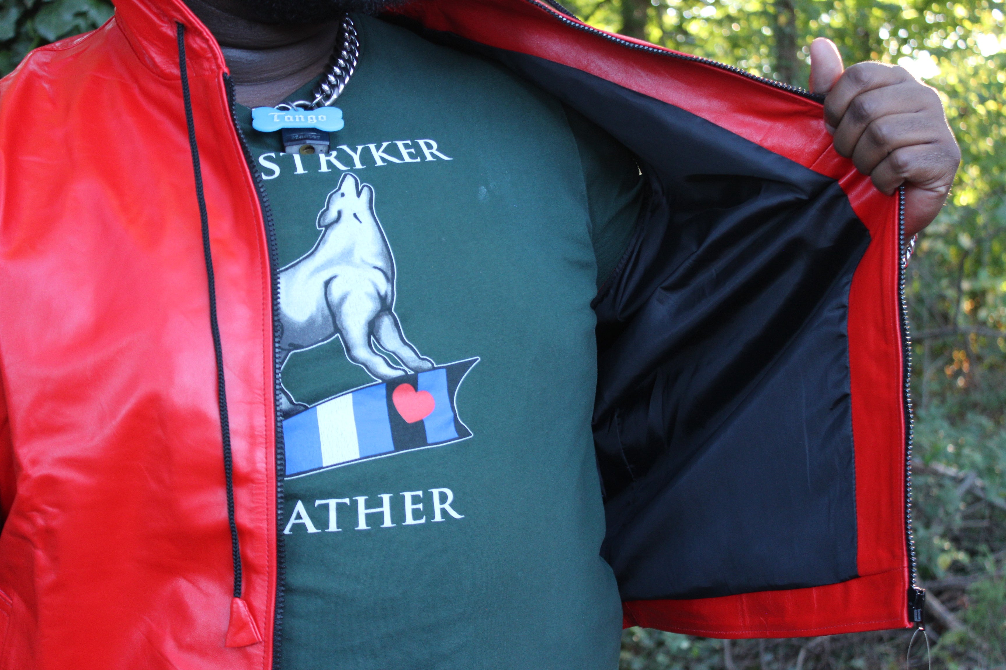 OnF Leather Hoodie in Red