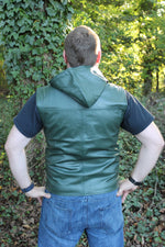 OnF Leather Hoodie in Hunter Green