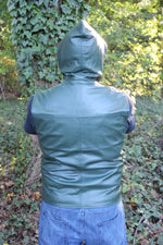 OnF Leather Hoodie in Hunter Green