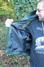 OnF Leather Hoodie in Hunter Green