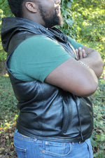 OnF Leather Hoodie in Black