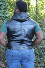 OnF Leather Hoodie in Black