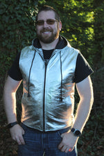 Sweat à capuche en cuir OnF en argent