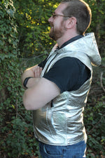 Sweat à capuche en cuir OnF en argent