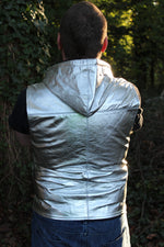 Sweat à capuche en cuir OnF en argent