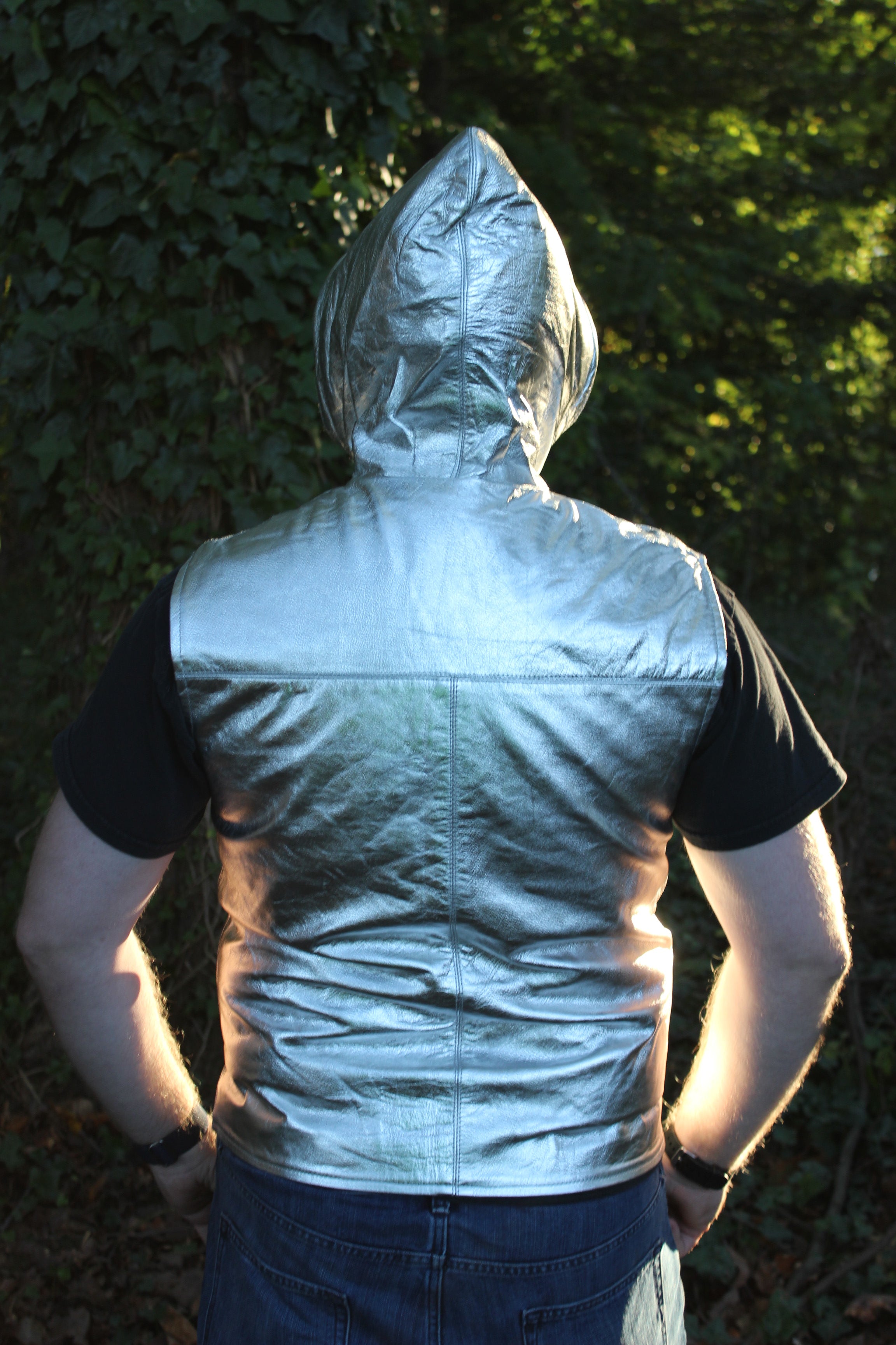 Sweat à capuche en cuir OnF en argent