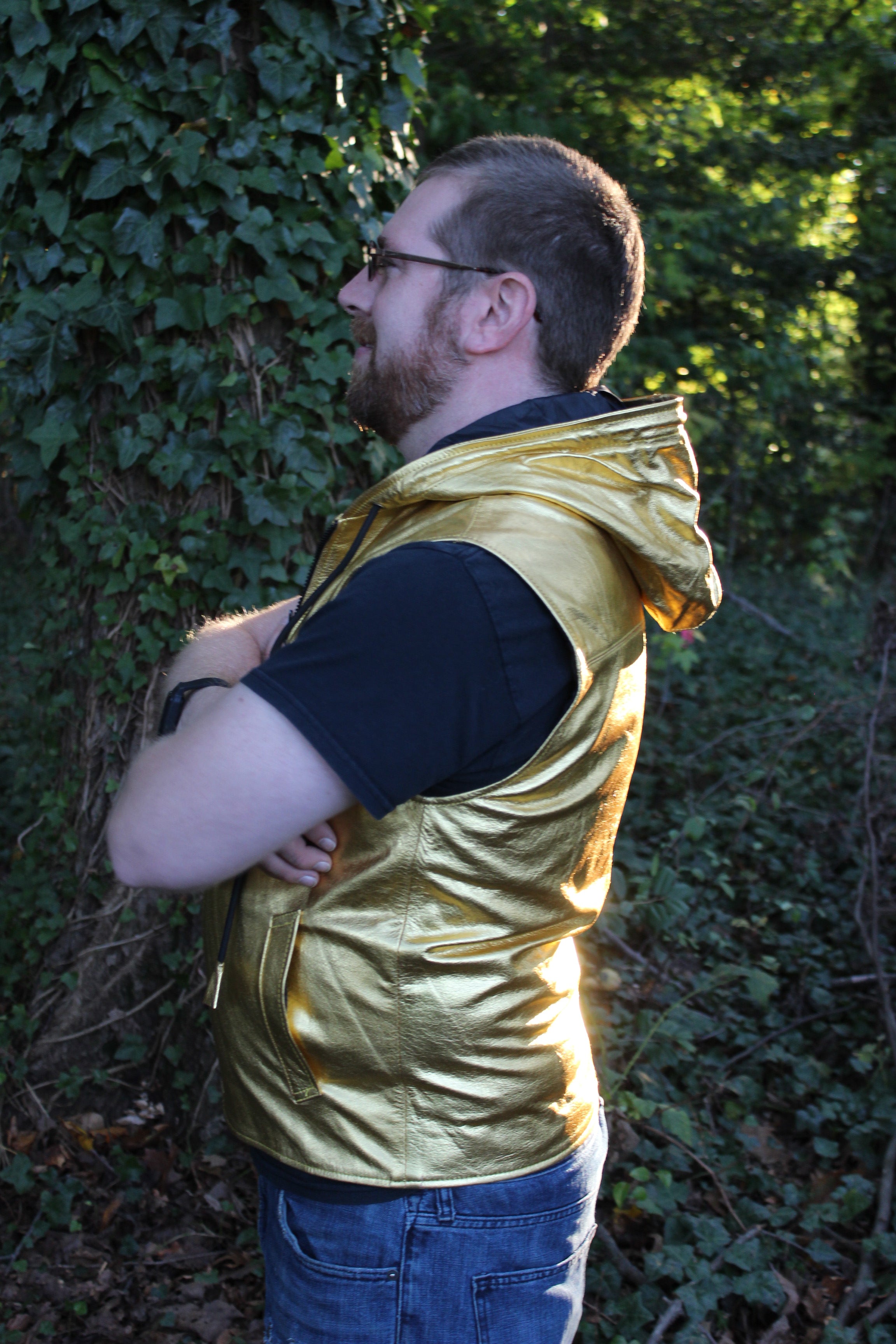 Sweat à capuche en cuir OnF en or