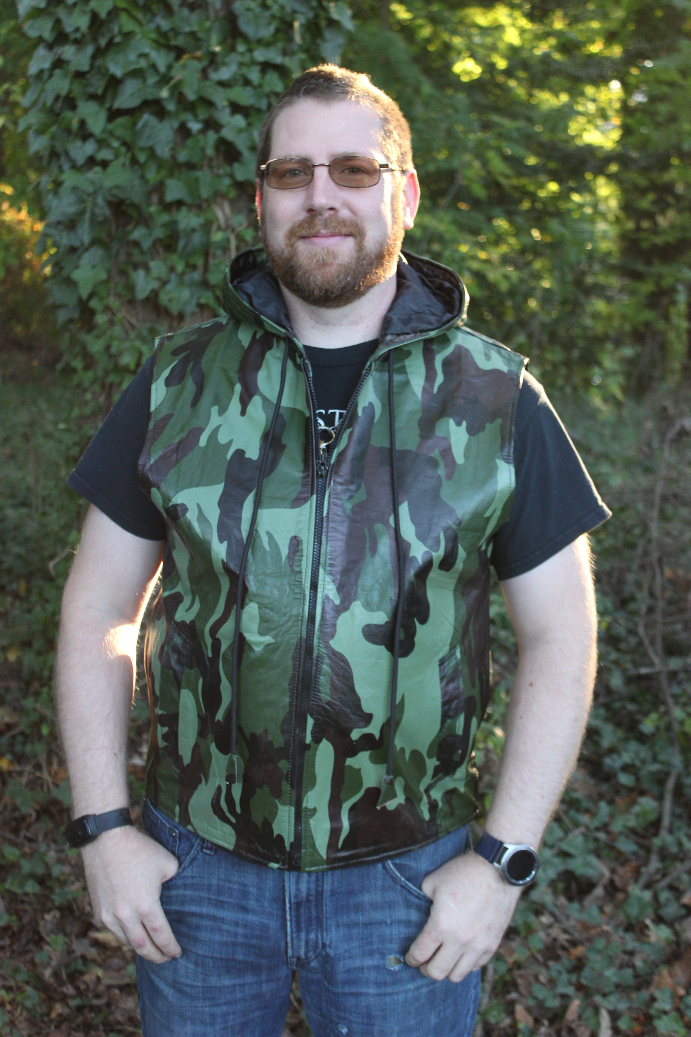 OnF Leather Hoodie in Camo
