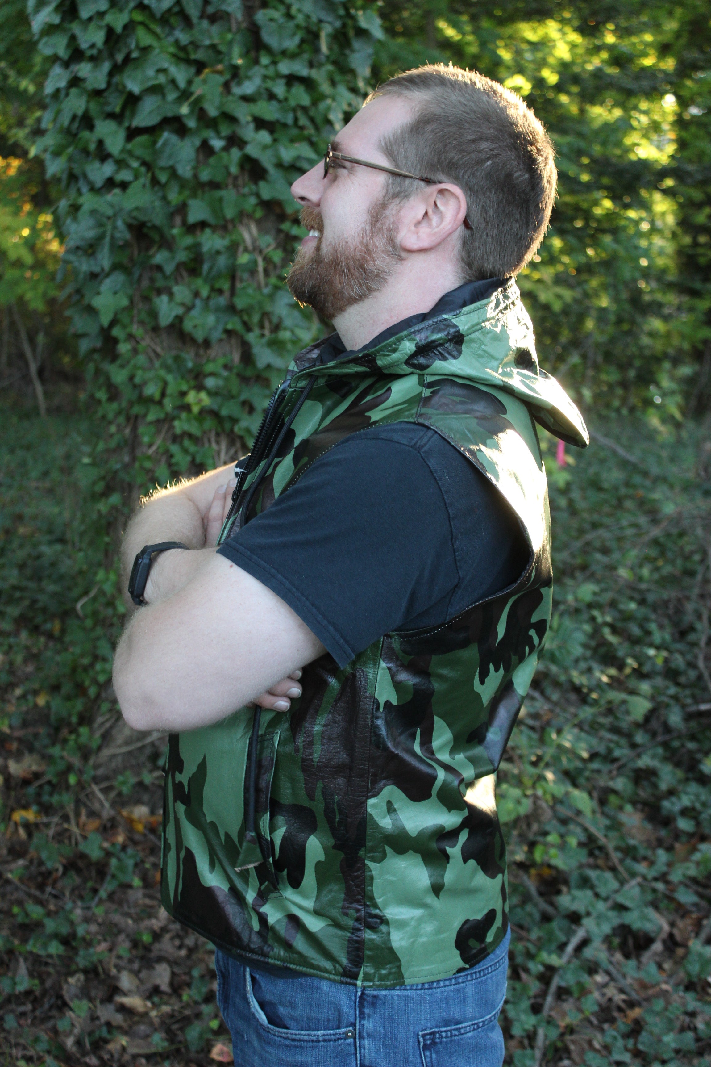 OnF Leather Hoodie in Camo