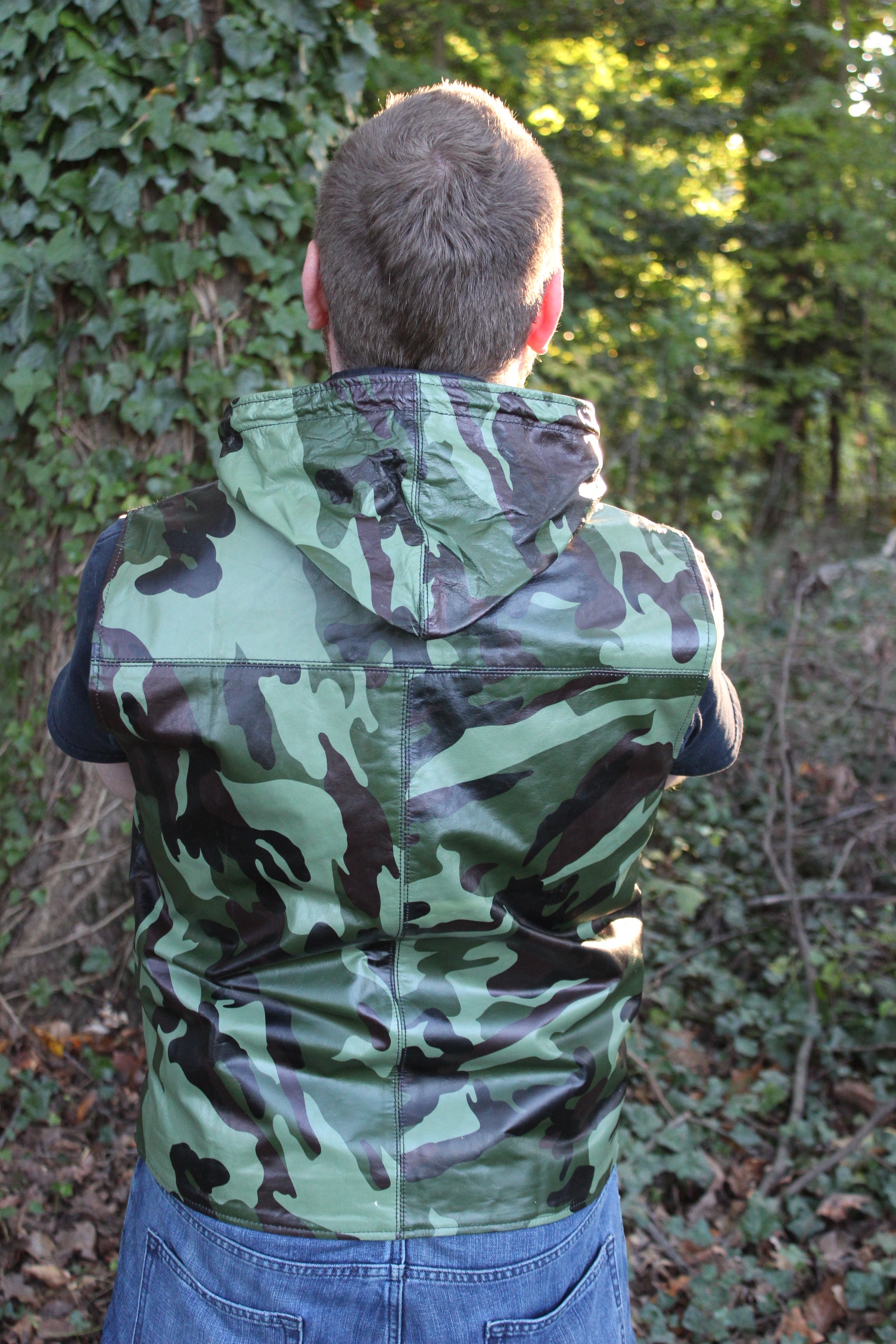 OnF Leather Hoodie in Camo