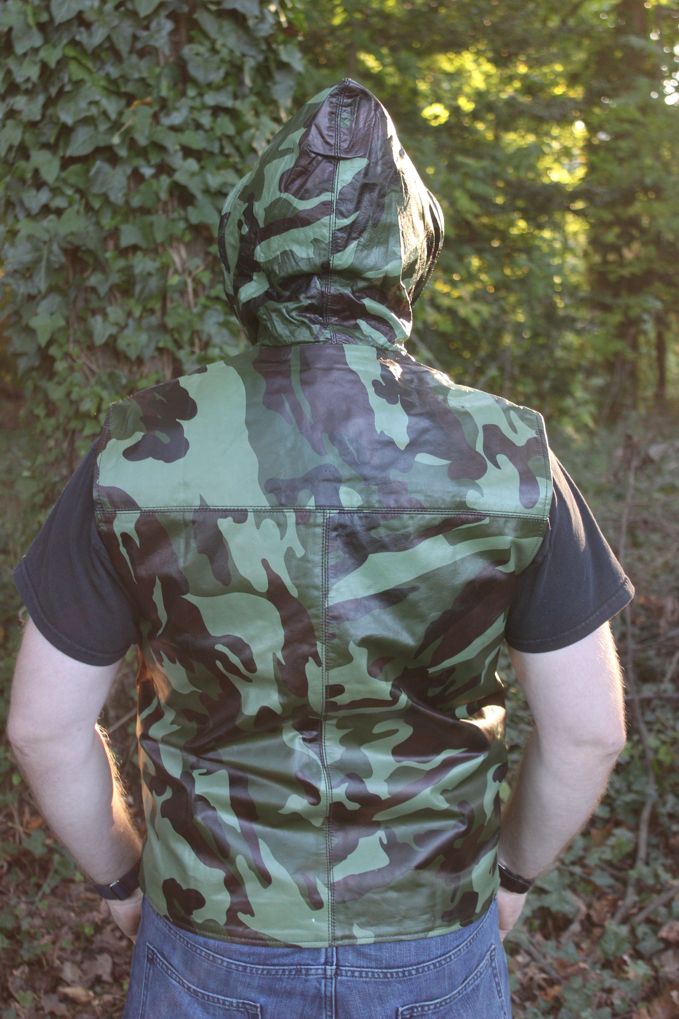 OnF Leather Hoodie in Camo