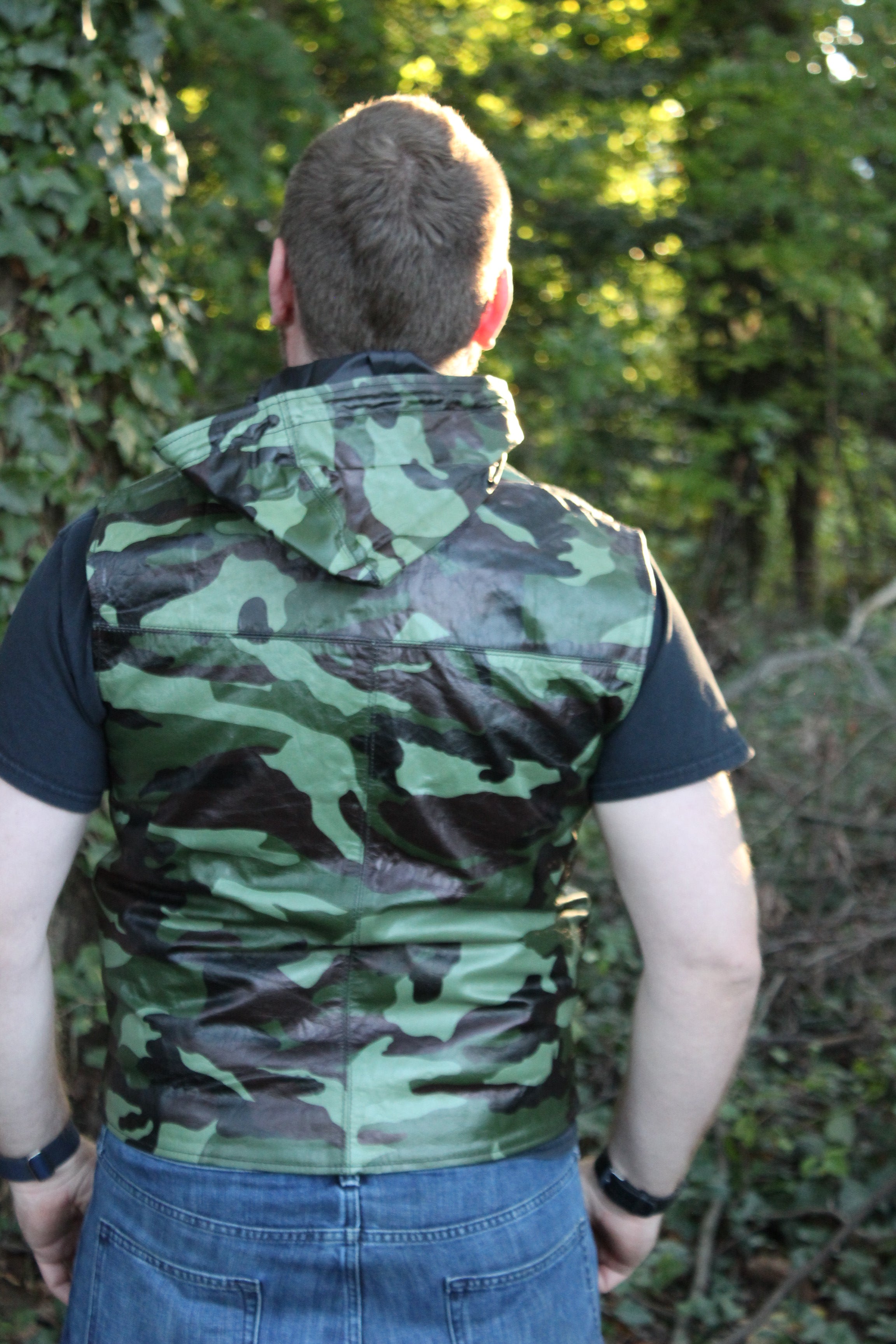 OnF Leather Hoodie in Camo