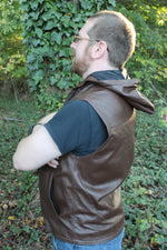 OnF Leather Hoodie in Brown