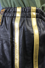 Pantalones cortos de baloncesto en negro y dorado.