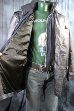 Chaqueta de cuero y piel de tartán amarilla de Otter and The Fox