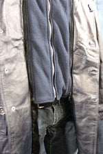 Chaqueta de cuero y piel de tartán amarilla de Otter and The Fox