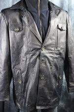 Chaqueta de cuero y piel de tartán amarilla de Otter and The Fox