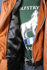 Chaqueta de cuero y piel de tartán amarilla de Otter and The Fox