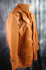 Chaqueta de cuero y piel de tartán amarilla de Otter and The Fox