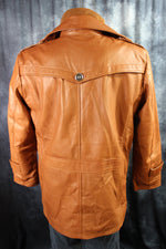 Chaqueta de cuero y piel de tartán amarilla de Otter and The Fox