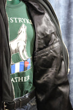 Chaqueta de cuero y piel de tartán amarilla de Otter and The Fox