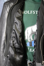 Chaqueta de cuero y piel de tartán amarilla de Otter and The Fox