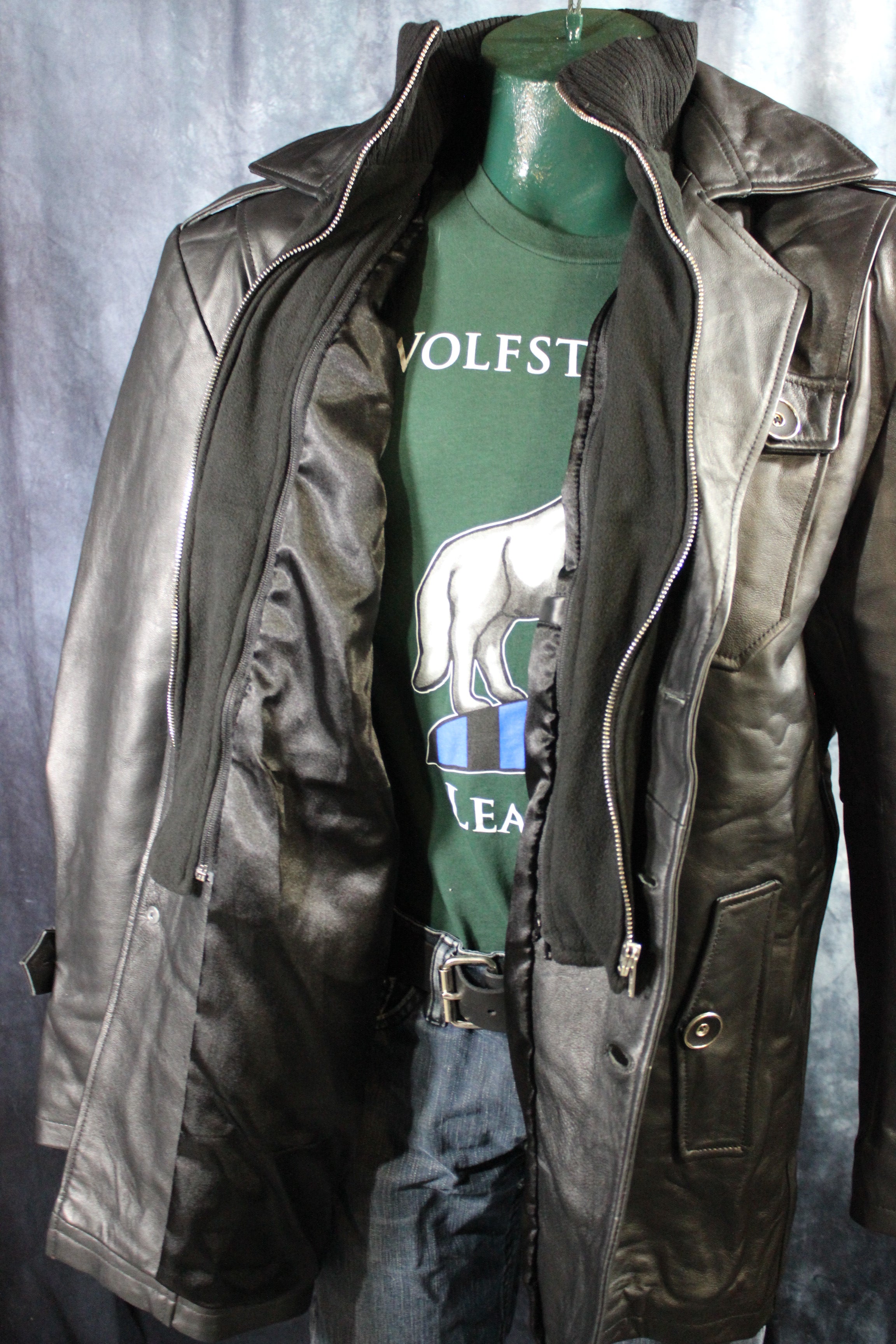 Chaqueta de cuero y piel de tartán amarilla de Otter and The Fox