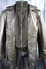 Chaqueta de cuero y piel de tartán amarilla de Otter and The Fox