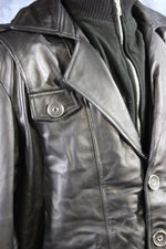 Chaqueta de cuero y piel de tartán amarilla de Otter and The Fox