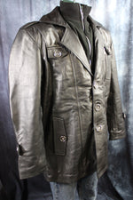 Chaqueta de cuero y piel de tartán amarilla de Otter and The Fox