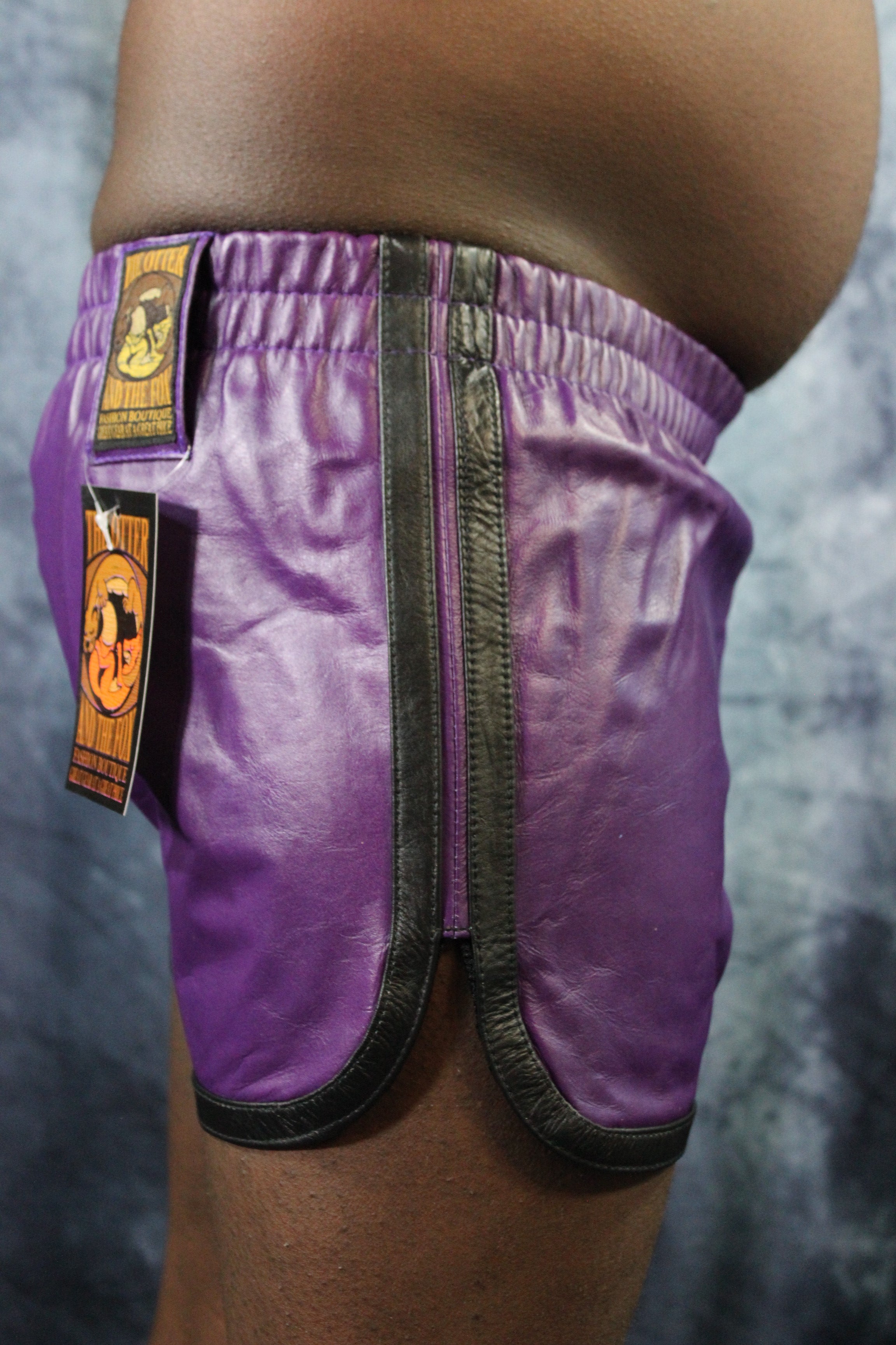 OnF Booty Shorts in Purple with Black