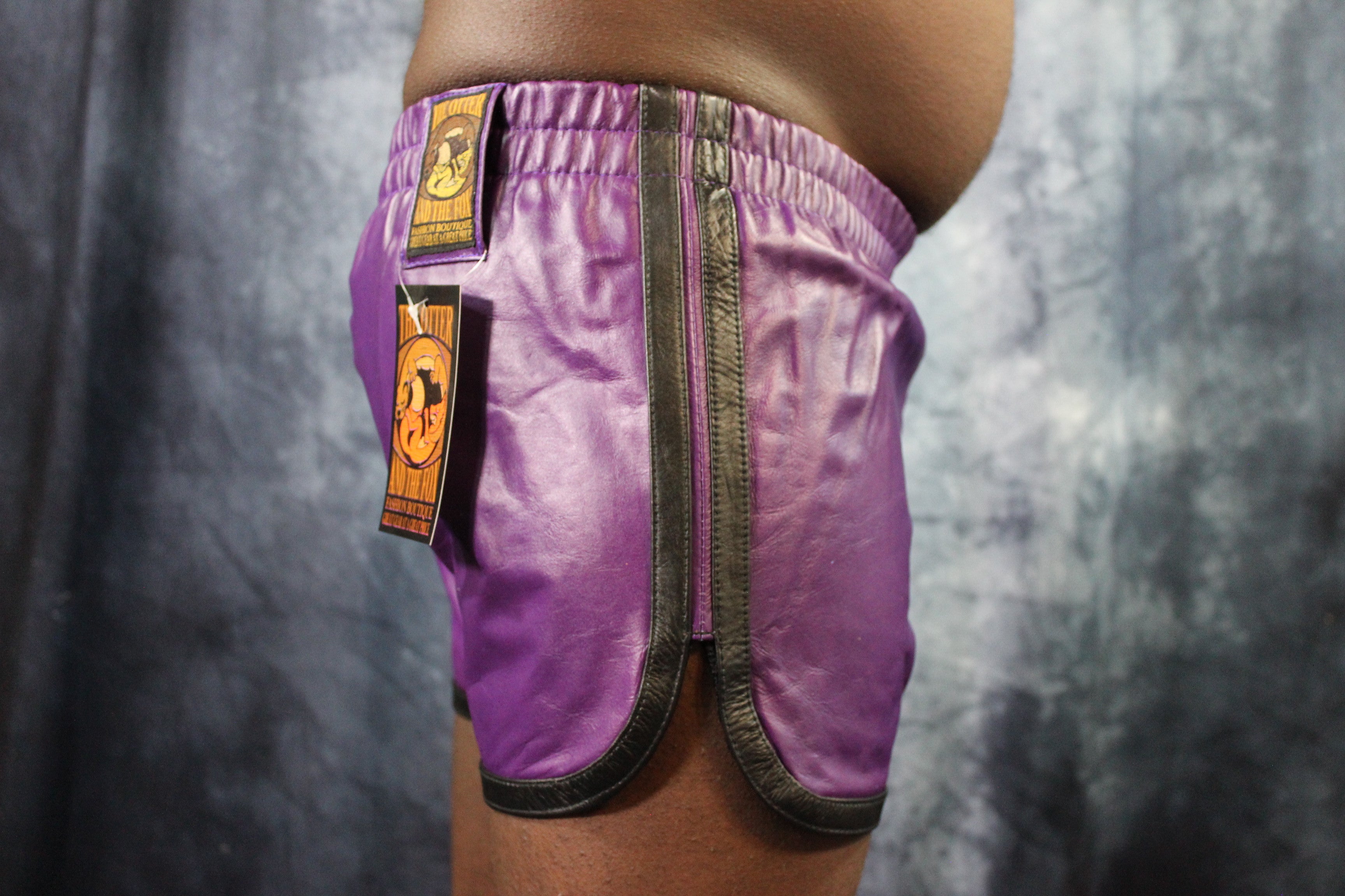 OnF Booty Shorts in Purple with Black