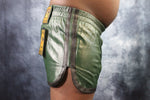 OnF Booty Shorts in Black with Hunter Green