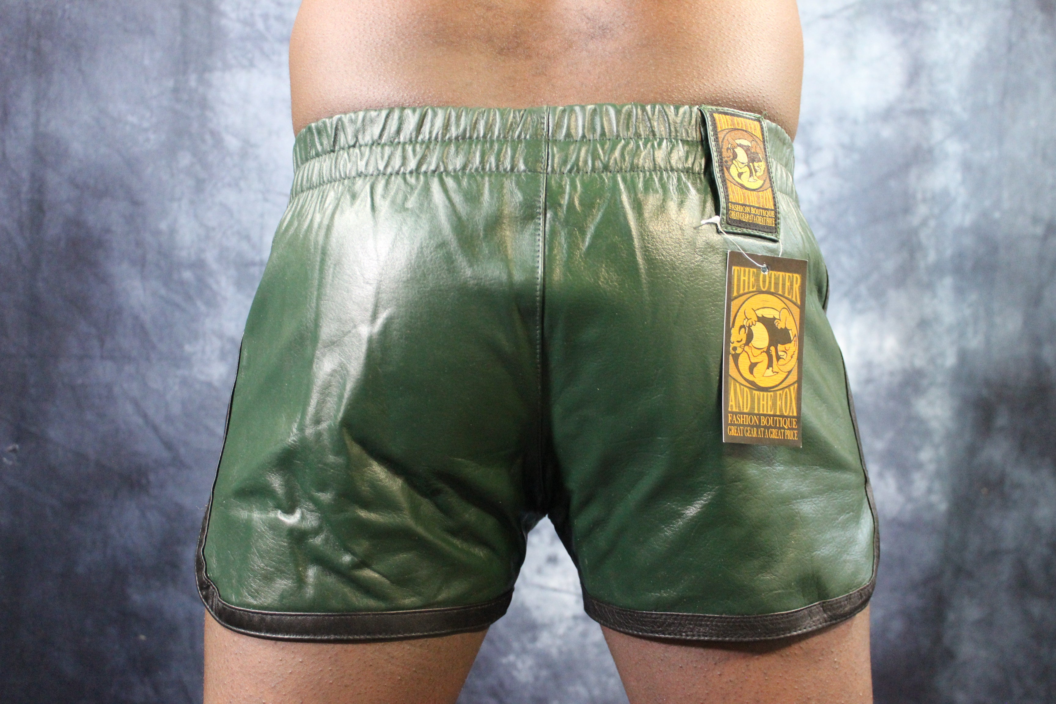 OnF Booty Shorts in Black with Hunter Green