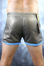 OnF Booty Shorts in Black with Blue Stripes